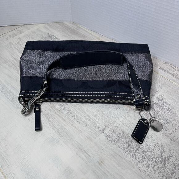 Coach 11096 Black Signature Fabric Stripe Demi Shoulder Bag EXCELLENT CONDITION - Picture 8 of 15